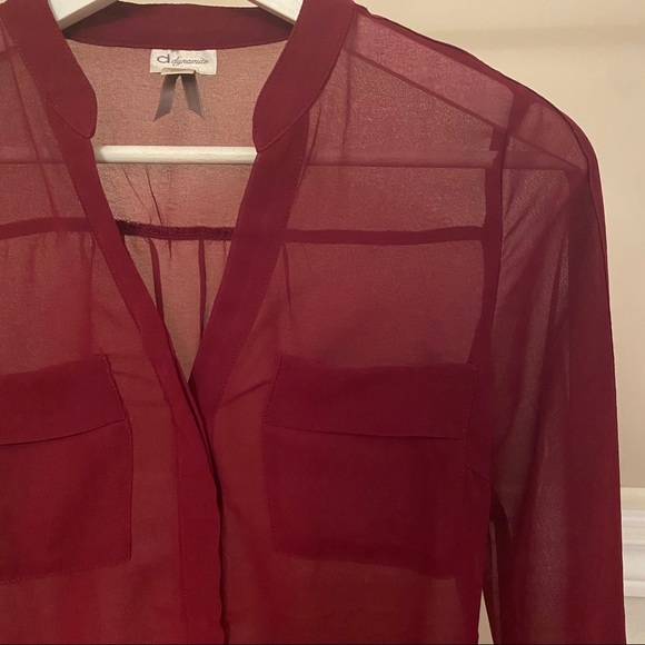 DYNAMITE Sheer Button-up Blouse - Picture 1 of 3